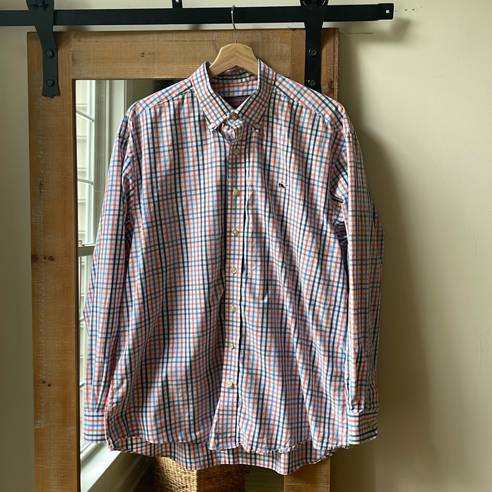 Vineyard Vines Plaid Whale Shirt Size L
